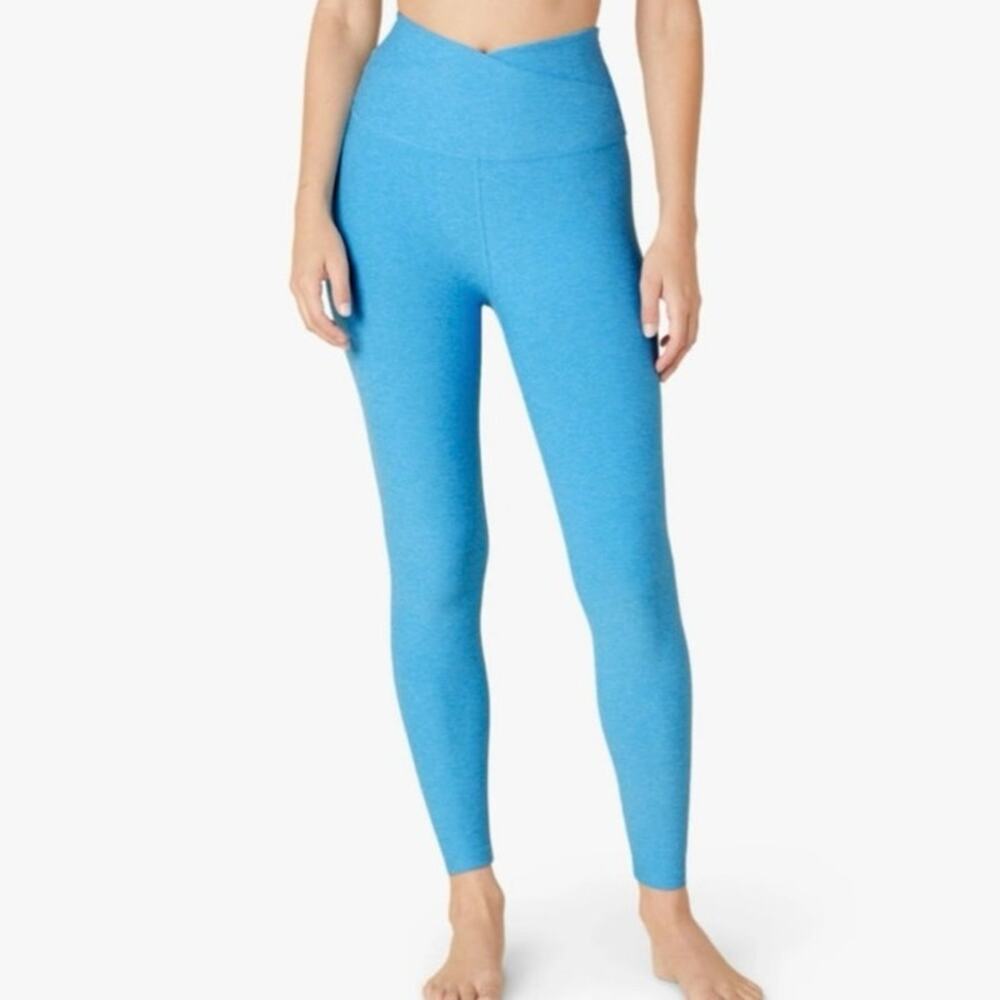 Beyond Yoga Spacedye At Your Leisure Crisss Cross Waistband Blue Leggings Small
